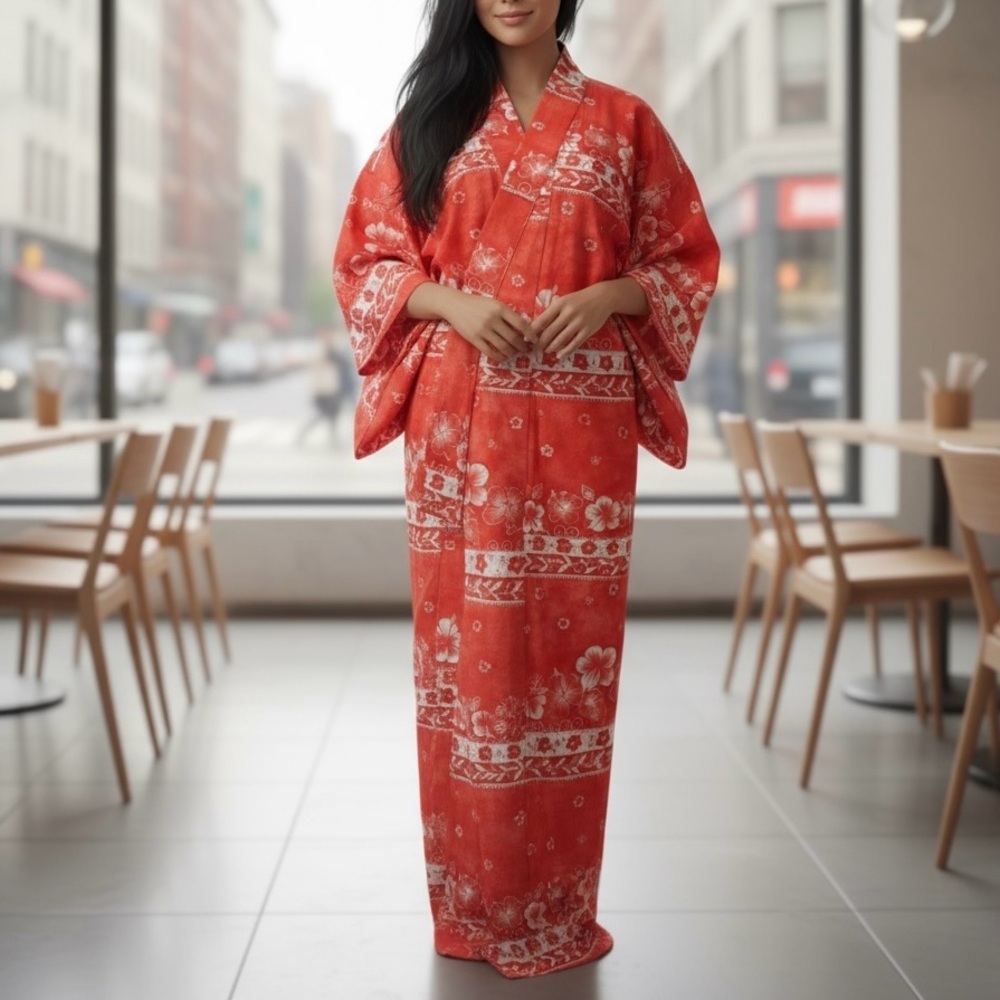Japanese Yukata Kimono Japanese Women Kimono Robe Hawaiian Hibiscus Spring
